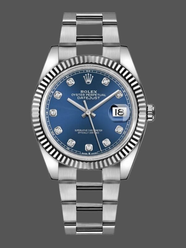Rolex Datejust 126334 Fluted Bezel Blue Diamond Dial 41MM Mens Replica Watch - Image 1