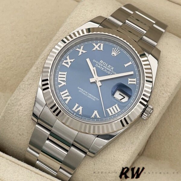 Rolex Datejust 126334 Fluted Bezel Blue Roman Numeral Dial 41MM Mens Replica Watch - Image 3