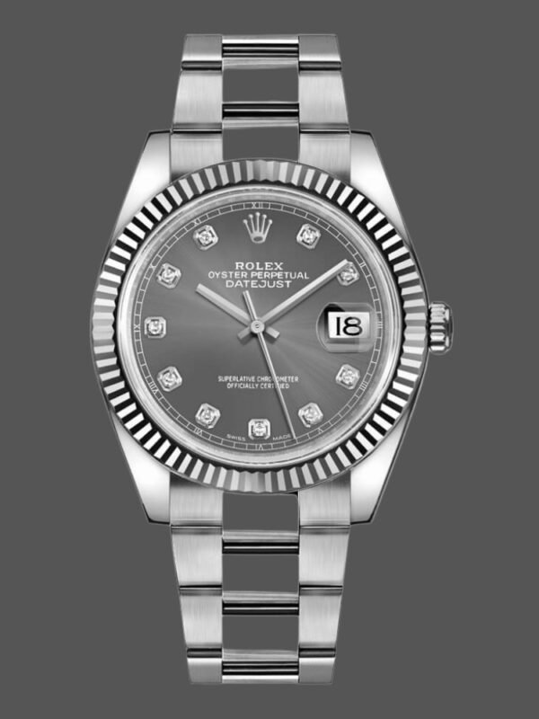 Rolex Datejust 126334 Fluted Bezel Dark Rhodium Grey Dial 41MM Mens Replica Watch - Image 1