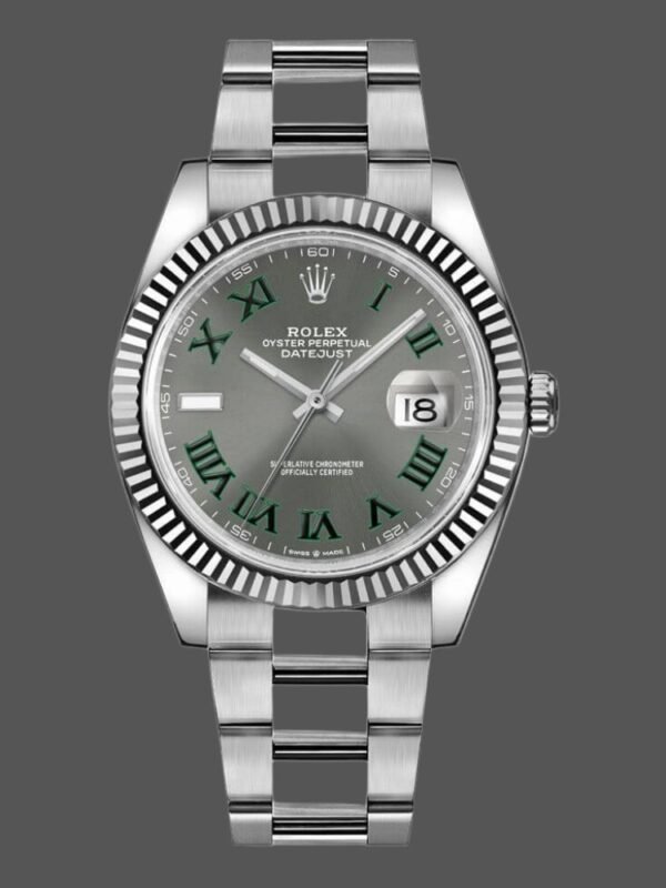 Rolex Datejust 126334 Fluted Bezel Grey Wimbledon Dial 41MM Mens Replica Watch - Image 1
