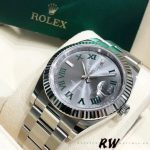 Rolex Datejust 126334 Fluted Bezel Grey Wimbledon Dial 41MM Mens Replica Watch - Image 2