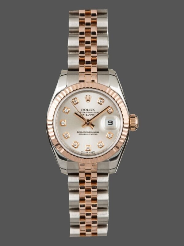 Rolex Datejust 179171 Silver Diamonds Dial Fluted Bezel 26MM Lady Replica Watch - Image 1