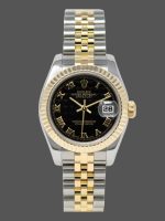 Rolex Datejust 179173 Black Dial Fluted Bezel 26MM Lady Replica Watch