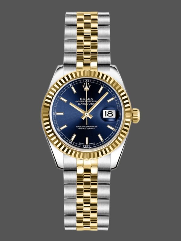 Rolex Datejust 179173 Blue Index Dial Fluted Bezel 26MM Lady Replica Watch - Image 1