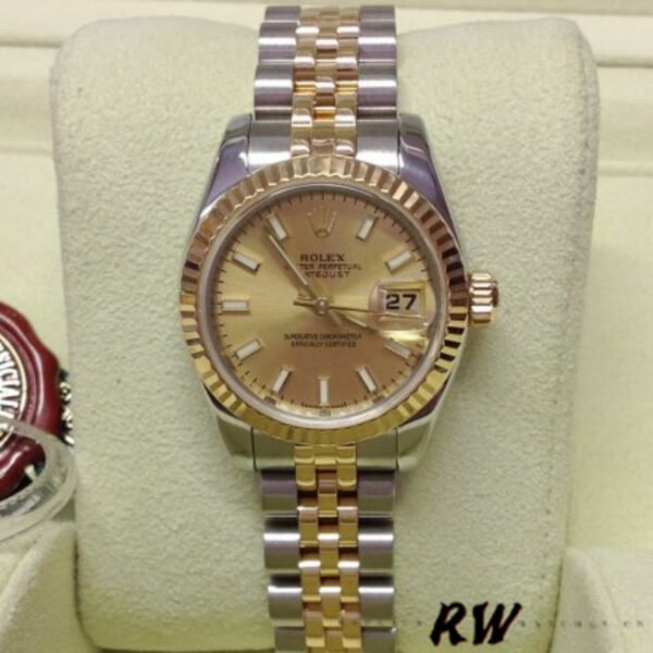 Rolex Datejust 179173 Champagne Index Dial Fluted Bezel 26MM Lady Replica Watch - Image 2