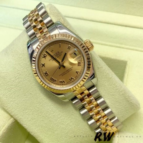 Rolex Datejust 179173 Champagne Roman Numeral Dial 26MM Lady Replica Watch - Image 3