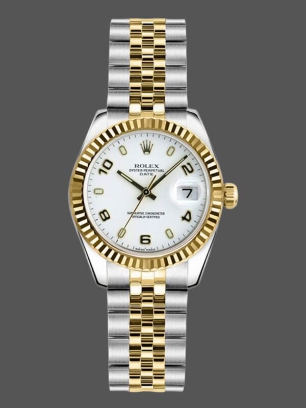Rolex Datejust 179173 White Arabic Numerals Dial Fluted Bezel 26MM Lady Replica Watch - Image 1