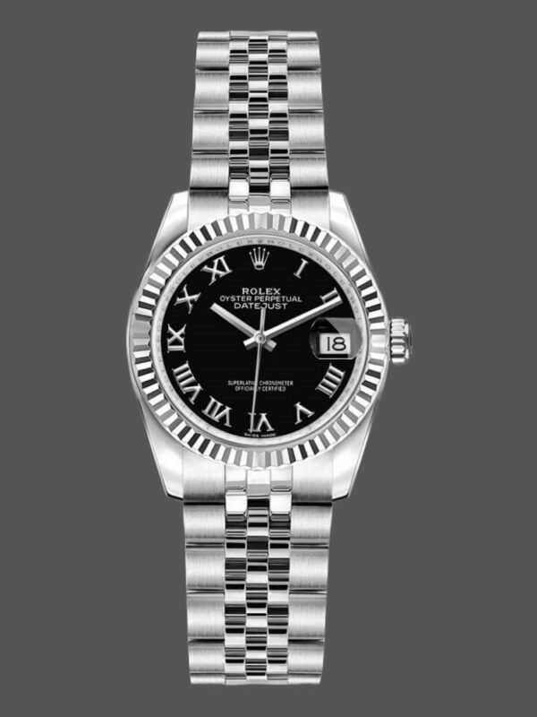 Rolex Datejust 179174 Black Roman Dial Fluted Bezel 26MM Lady Replica Watch - Image 1