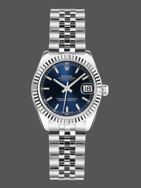 Rolex Datejust 179174 Blue Index Dial Fluted Bezel 26MM Lady Replica Watch - Image 1