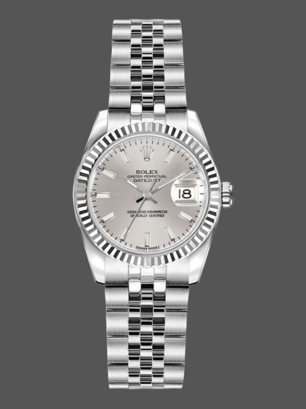 Rolex Datejust 179174 Silver Index Dial Fluted Bezel 26MM Lady Replica Watch - Image 1