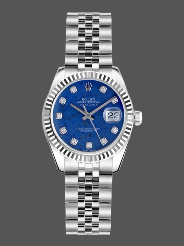 Rolex Datejust 179174 Sodalite Diamond Dial Fluted Bezel 26MM Lady Replica Watch - Image 1