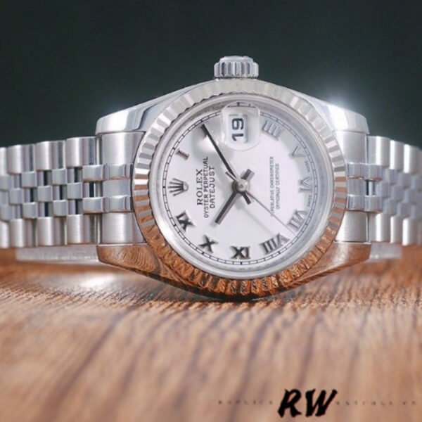 Rolex Datejust 179174 White Roman Dial Fluted Bezel 26MM Lady Replica Watch - Image 4