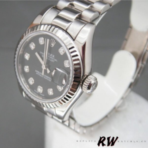 Rolex Datejust 179179 Black Diamond Dial Fluted Bezel 26MM Lady Replica Watch - Image 4