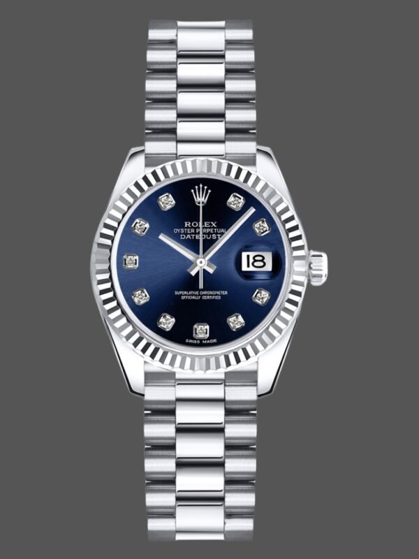 Rolex Datejust 179179 Blue Diamond Dial Fluted Bezel 26MM Lady Replica Watch - Image 1