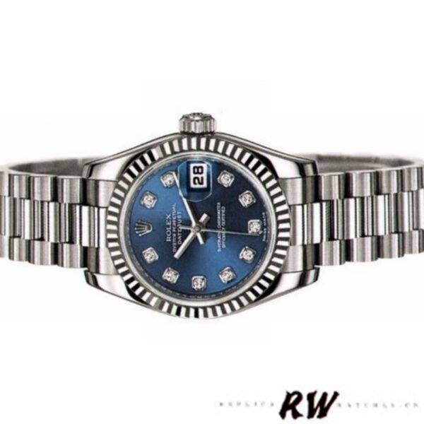 Rolex Datejust 179179 Blue Diamond Dial Fluted Bezel 26MM Lady Replica Watch - Image 4