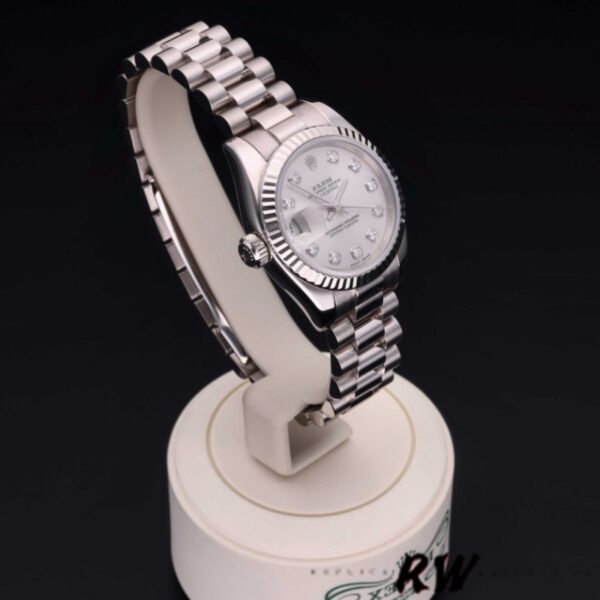 Rolex Datejust 179179 Silver Diamond Dial Fluted Bezel 26MM Lady Replica Watch - Image 3