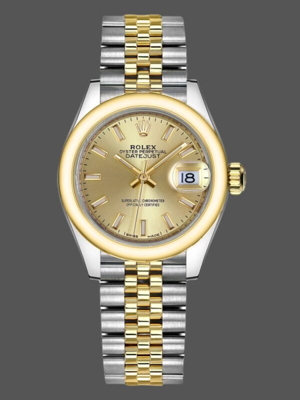 Rolex Datejust 279163 Champagne Index Dial Domed Bezel 28mm Lady Replica Watch - Image 1