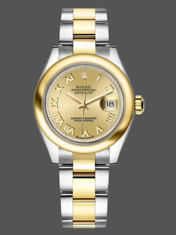 Rolex Datejust 279163 Champagne Roman Numeral Dial Domed Bezel 28mm Lady Replica Watch - Image 1