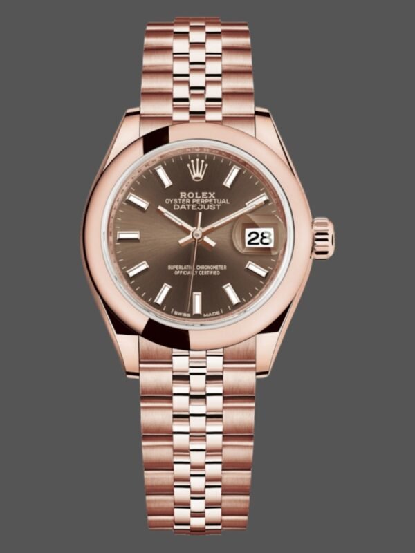Rolex Datejust 279165 Chocolate Brown Dial Domed Bezel 28mm Lady Replica Watch - Image 1