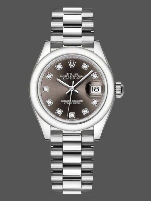 Rolex Datejust 279166 Dark Grey Diamond Dial Domed Bezel 28mm Lady Replica Watch - Image 1