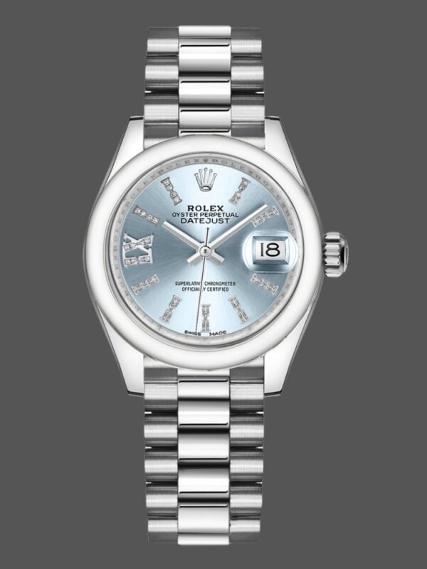 Rolex Datejust 279166 Ice Blue Dial Diamond Domed Bezel 28mm Lady Replica Watch - Image 1