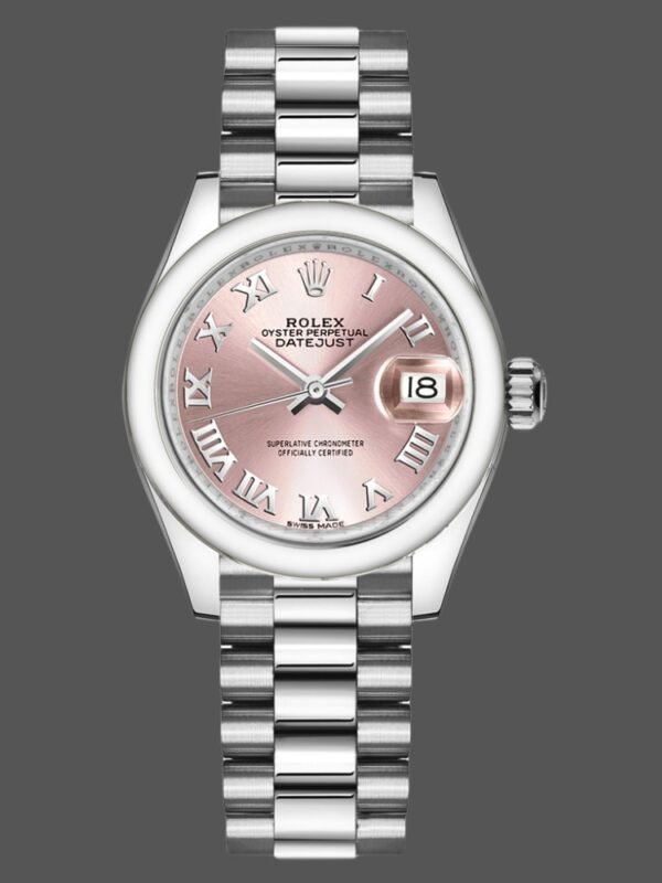 Rolex Datejust 279166 Pink Roman Numeral Dial Domed Bezel 28mm Lady Replica Watch - Image 1