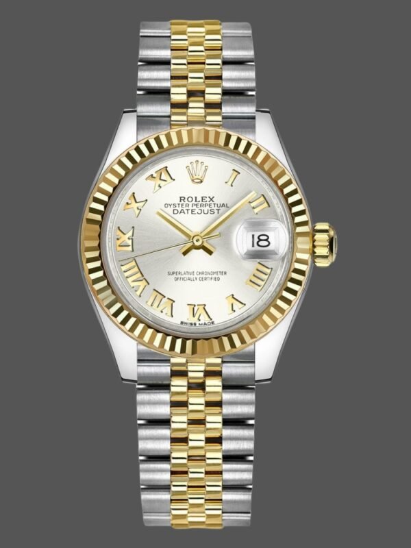 Rolex Datejust 279173 Silver Roman Numeral Dial Fluted Bezel 28mm Lady Replica Watch - Image 1