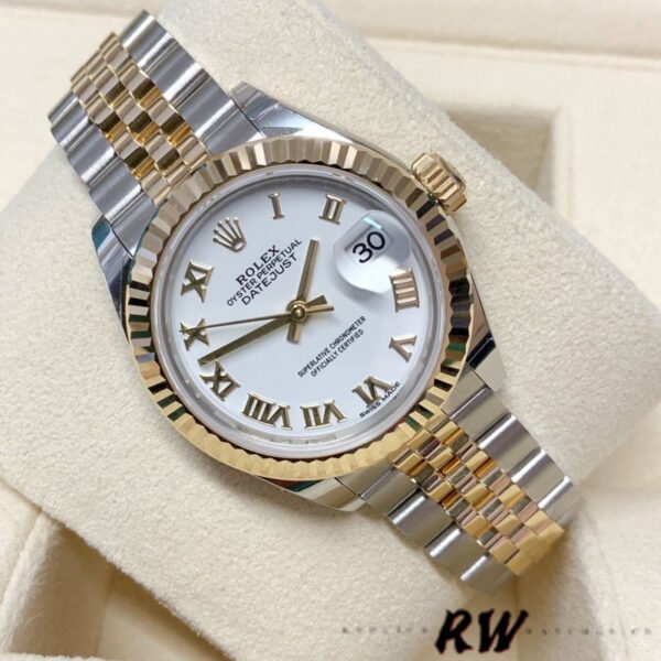 Rolex Datejust 279173 White Roman Numeral Dial Fluted Bezel 28mm Lady Replica Watch - Image 4