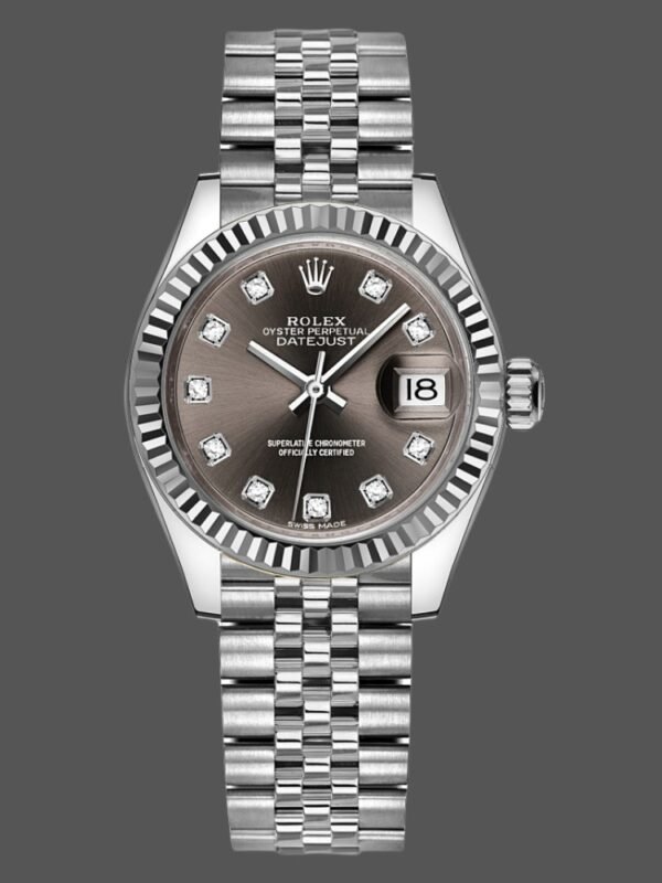 Rolex Datejust 279174 Stainless Steel Dark Grey Diamond Dial 28mm Lady Replica Watch - Image 1