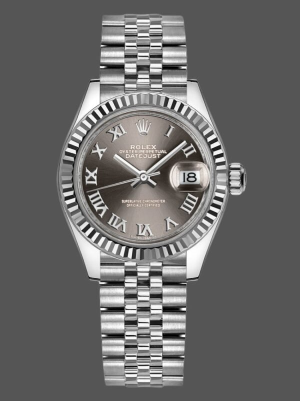 Rolex Datejust 279174 Stainless Steel Dark Grey Roman Dial 28mm Lady Replica Watch - Image 1