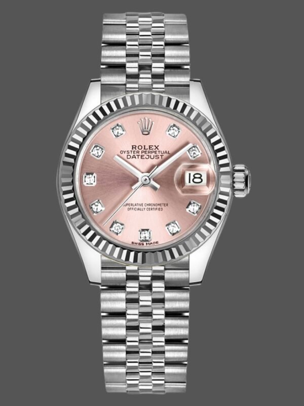 Rolex Datejust 279174 Stainless Steel Pink Diamond Dial 28mm Lady Replica Watch - Image 1