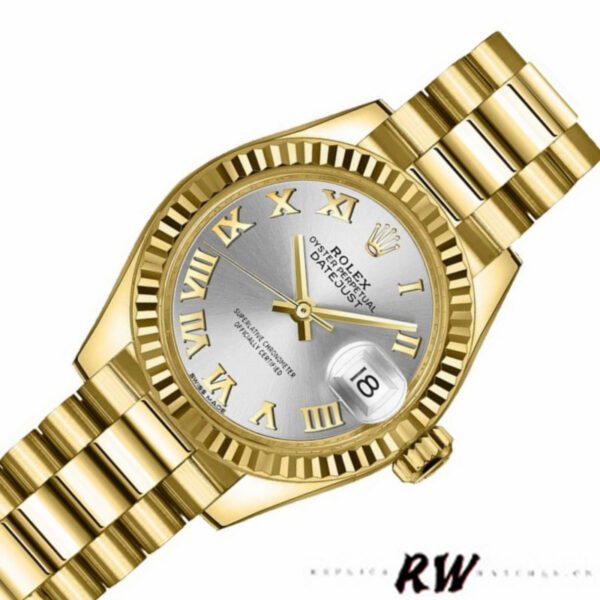 Rolex Datejust 279178 Silver Roman Dial Fluted Bezel 28mm Lady Replica Watch - Image 3