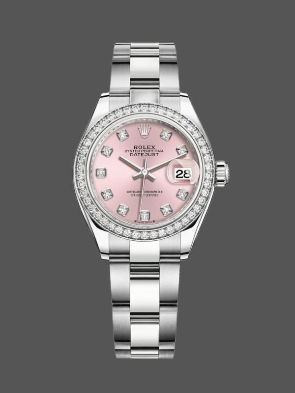 Rolex Datejust Pink Diamond Dial Oyster Bracelet 279384RBR PDO 28mm Lady Replica Watch - Image 1