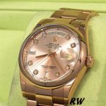 Rolex Day-Date 118205 Rose Gold Pink Diamond Dial 36mm Unisex Replica Watch - Image 2