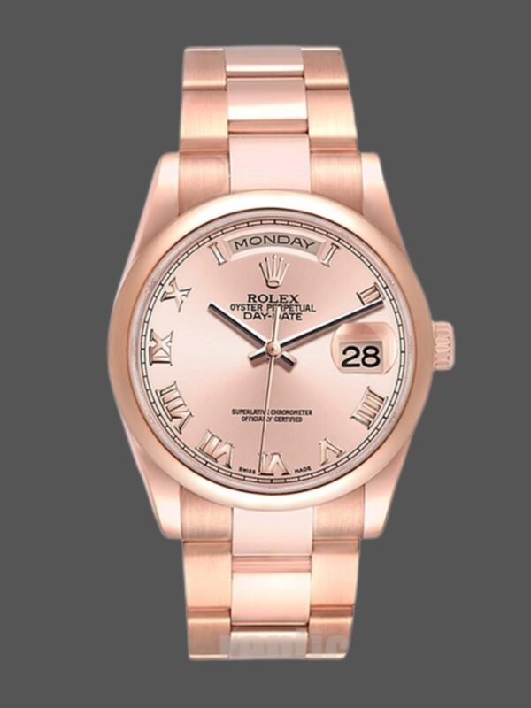 Rolex Day-Date 118205 Rose Gold Pink dial 36mm Unisex Replica Watch - Image 1