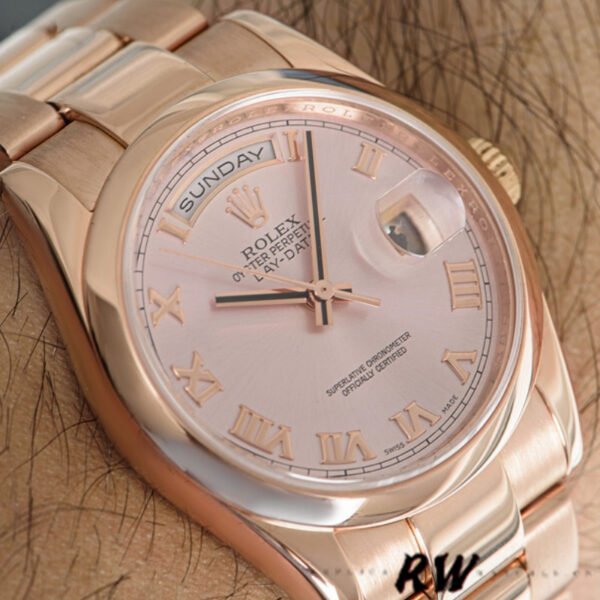 Rolex Day-Date 118205 Rose Gold Pink dial 36mm Unisex Replica Watch - Image 2
