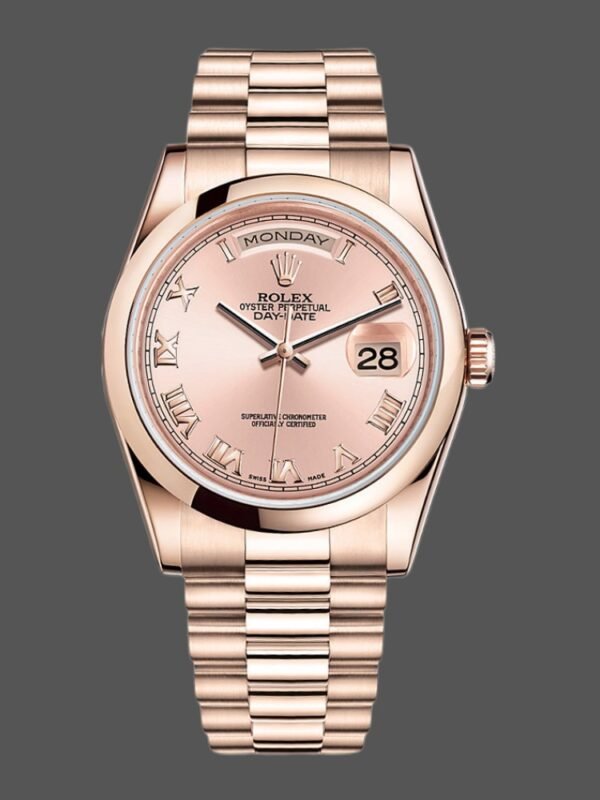 Rolex Day-Date 118205 Rose Gold Pink dial Automatic 36mm Unisex Replica Watch - Image 1