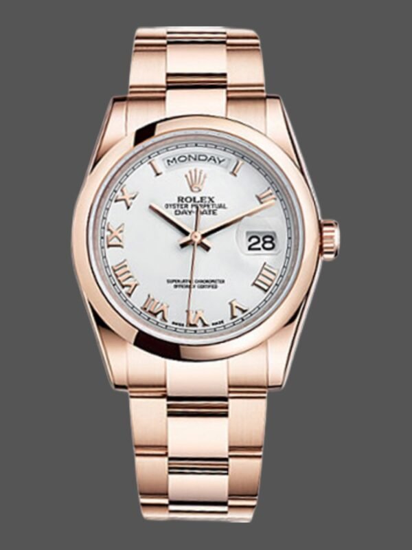 Rolex Day-Date 118205 White Roman Numeral Dial 36mm Unisex Replica Watch - Image 1