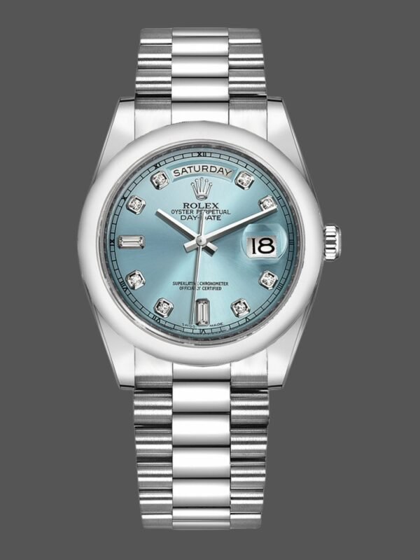 Rolex Day-Date 118206 Ice Blue Dial Diamond Platinum 36mm Unisex Replica Watch - Image 1