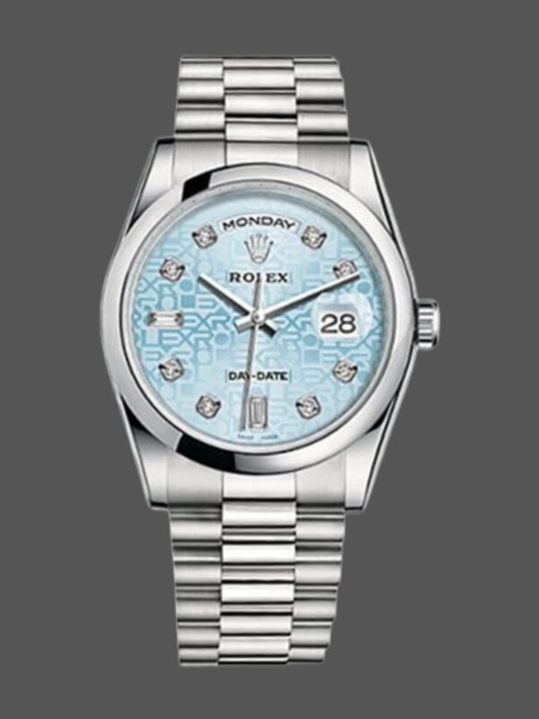 Rolex Day-Date 118206 Ice Blue Diamonds Dial 36mm Unisex Replica Watch - Image 1
