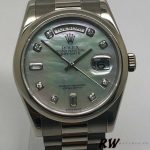Rolex Day-Date 118206 Platinum White Mother of Pearl Diamond Dial 36mm Unisex Replica Watch - Image 2