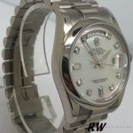 Rolex Day-Date 118206 Platinum White Mother of Pearl Diamond Dial 36mm Unisex Replica Watch - Image 3