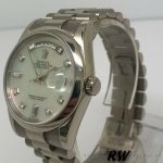 Rolex Day-Date 118206 Platinum White Mother of Pearl Diamond Dial 36mm Unisex Replica Watch - Image 4