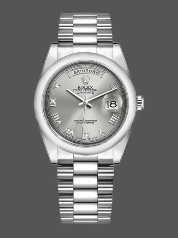 Rolex Day-Date 118206 Rhodium Grey Dial Roman Numerals 36mm Unisex Replica Watch - Image 1
