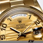 Rolex Day-Date 118208 Arabic Numeral Wave Champagne Dial 36mm Unisex Replica Watch - Image 4