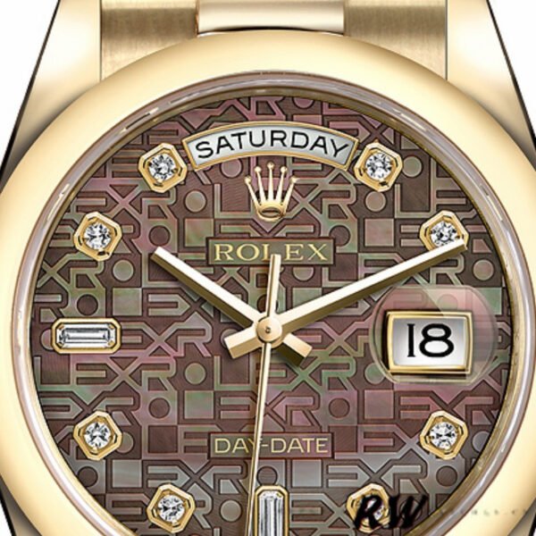 Rolex Day-Date 118208 Black MOP Diamond Dial 36mm Unisex Replica Watch - Image 2