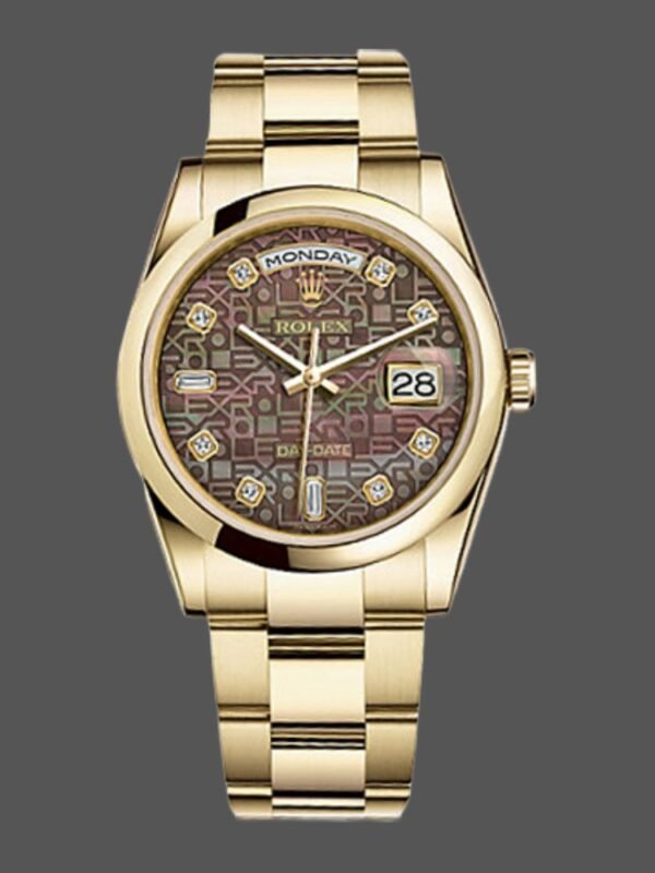 Rolex Day-Date 118208 Black Mother of Pearl Diamond Dial 36mm Unisex Replica Watch - Image 1