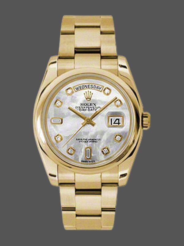 Rolex Day-Date 118208 Mother of Pearl Diamond Dial 36mm Unisex Replica Watch - Image 1