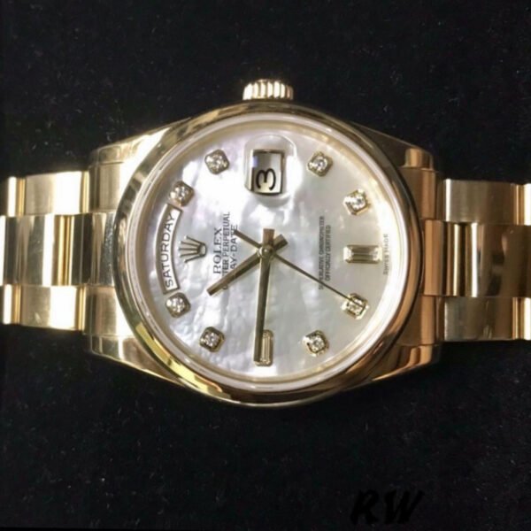 Rolex Day-Date 118208 Mother of Pearl Diamond Dial 36mm Unisex Replica Watch - Image 4