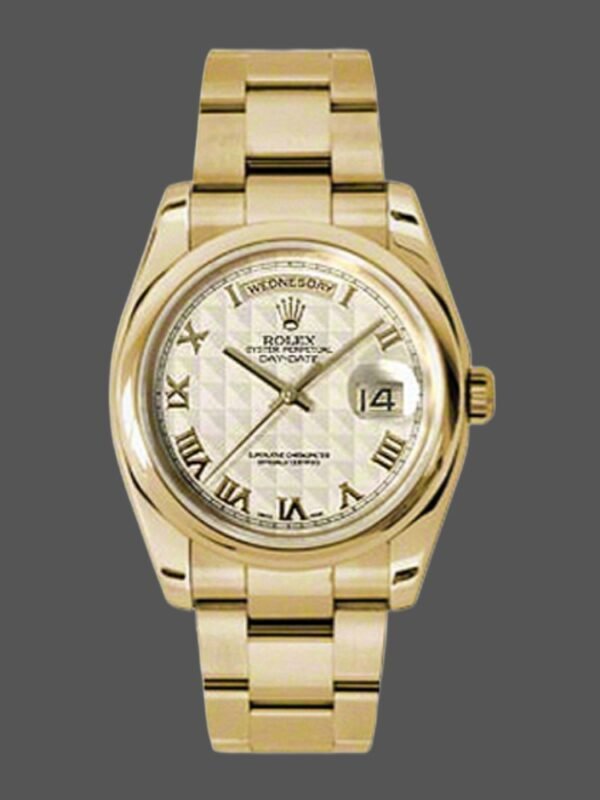 Rolex Day-Date 118208 Roman Numeral Pyramid Ivory Dial 36mm Unisex Replica Watch - Image 1